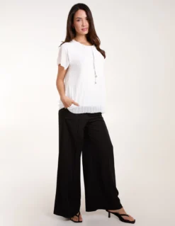 Pleated Short Sleeve Top -Deals Sleek Dresses Store bv3672 ivory 8126