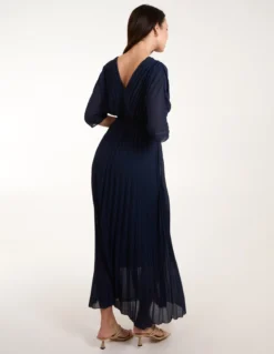 Double V Pleated Chiffon Dress -Deals Sleek Dresses Store bv3691 navy 7777