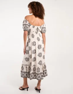 Batik Print Shirred Waist Gypsy Midi Dress 7 Batik Print Shirred Waist Gypsy Midi Dress -Deals Sleek Dresses Store bv3860 whitepattern 35435