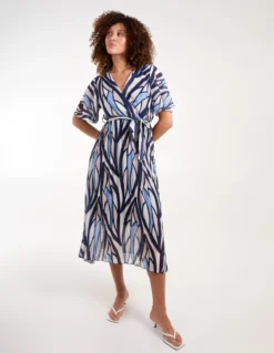 Wrap Over Pleat Dress -Deals Sleek Dresses Store bv3917 navy 35512