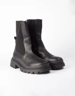 PU Rib Detail Combat Style Boots