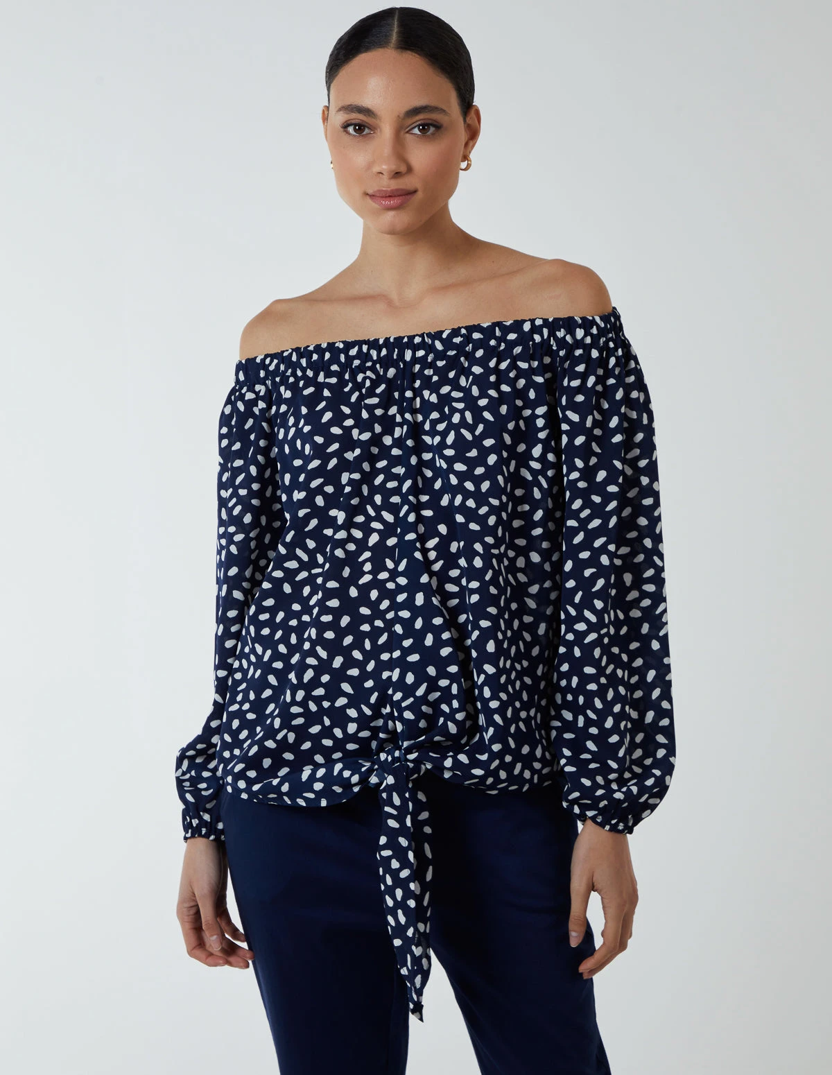 Bardot Balloon Sleeve Knot Top 1 Bardot Balloon Sleeve Knot Top