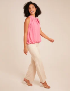 Pussybow Sleeveless Top -Deals Sleek Dresses Store s22573 pink10264