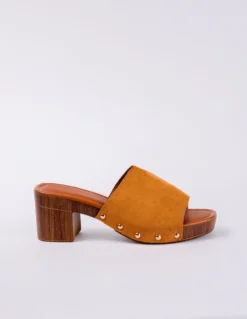 Slip On Heeled Clogs -Deals Sleek Dresses Store ss24229 tan 15097