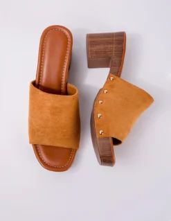 Slip On Heeled Clogs -Deals Sleek Dresses Store ss24229 tan 4