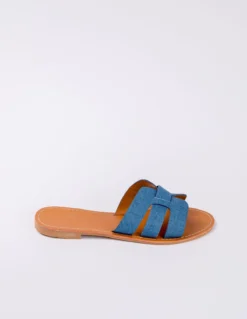 Cross Front Flat Sandal -Deals Sleek Dresses Store ss24248 denim 1