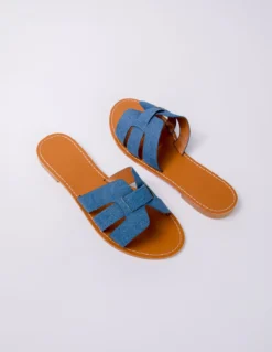 Cross Front Flat Sandal -Deals Sleek Dresses Store ss24248 denim 3