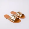 Leather Cross Front Flat Sandal