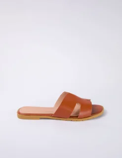 Textured Cross Front Flat Sandal -Deals Sleek Dresses Store ss24263 tan 1